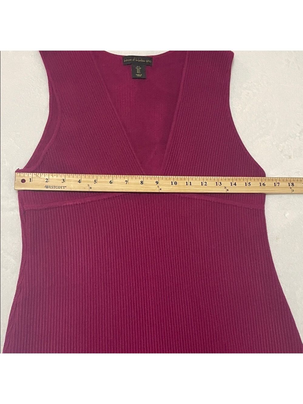 House of Harlow 1960 Luxe Ribbed Sleeveless Burgundy Dress Sz Large - Picture 3 of 9